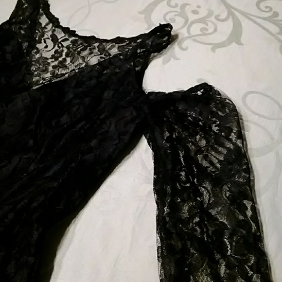 Vintage Black Lace/Feathered Dress Flash Sale - Picture 3 of 5